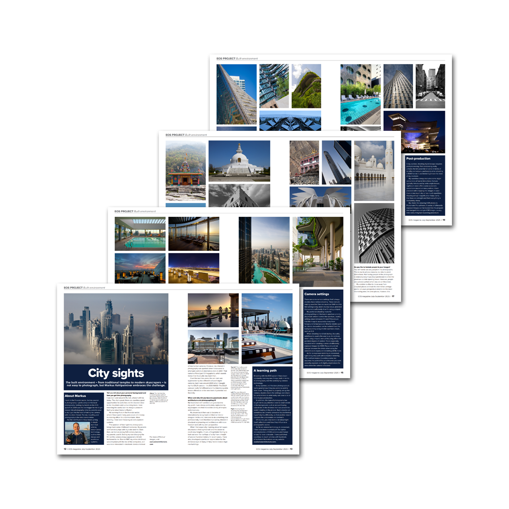 Eight magazine pages with my photographs in EOS magazine